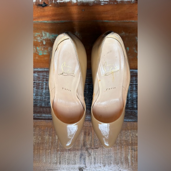 CHRISTIAN LOUBOUTIN DECOLLETE 868 NUDE PATENT CALF LEATHER - Size 35.5 - Picture 4 of 10